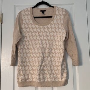 Houndstooth 3/4 Sleeve Cotton Sweater